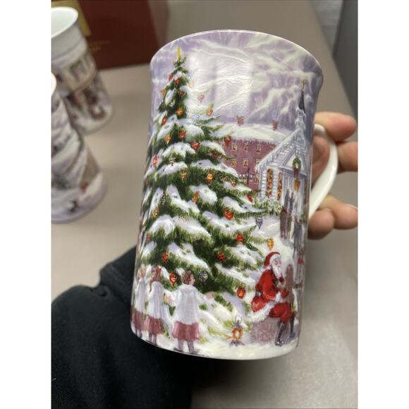 Vtg LENOX for the Holidays Mugs Set Of 4 AMERICAN CHRISTMAS 4 1/2" - Picture 10 of 15